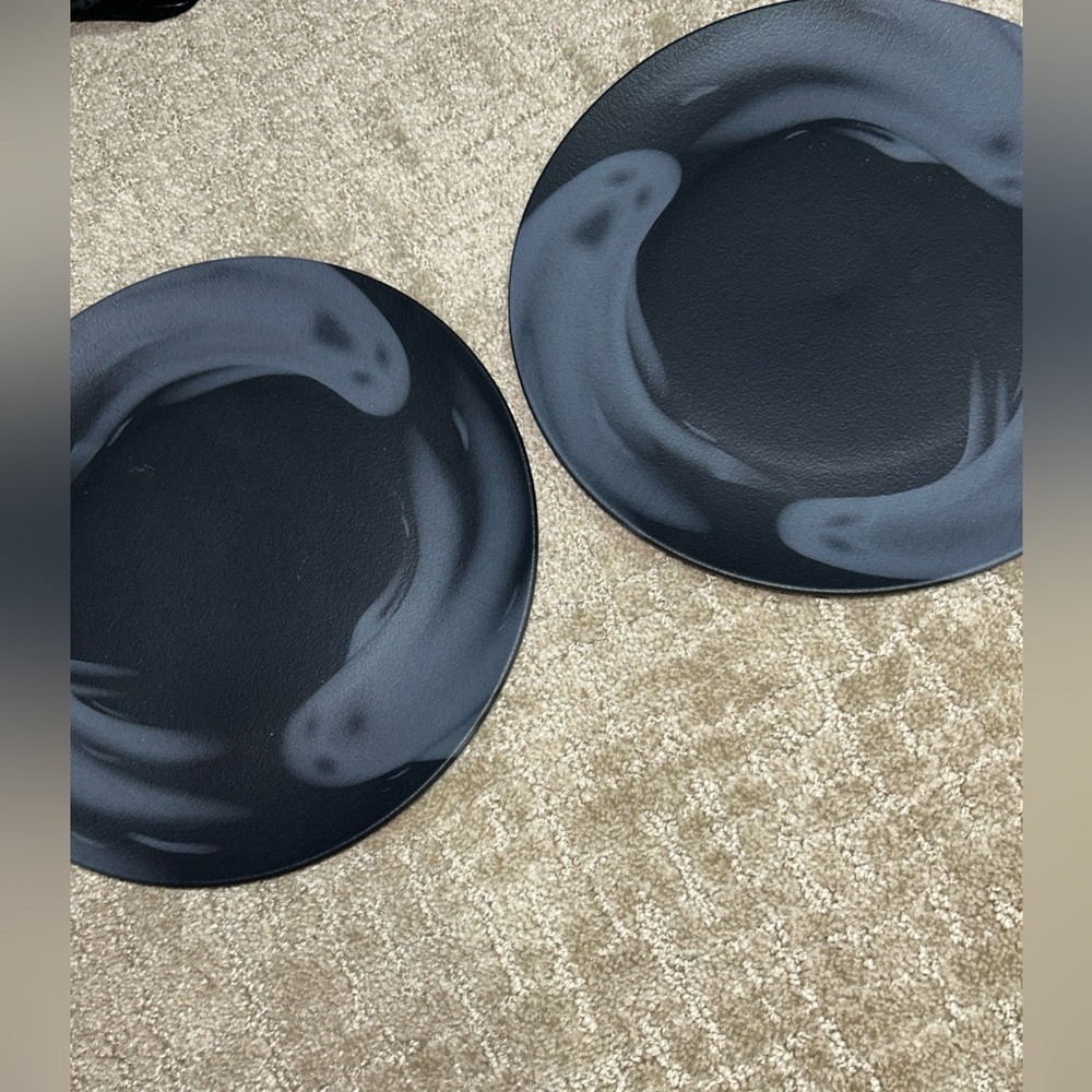 New Mesa Brasil Halloween Ghost Black Dinner Plates 10" Made In Brazil Set 2